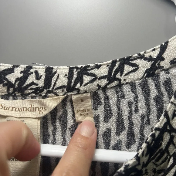 Soft Surroundings 3/4 Sleeve Raven Dress Abstract Print Bown/White SIze Small - Picture 7 of 7